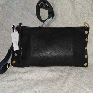 Hammitt Black Leather Wristlet with Gold Accents
